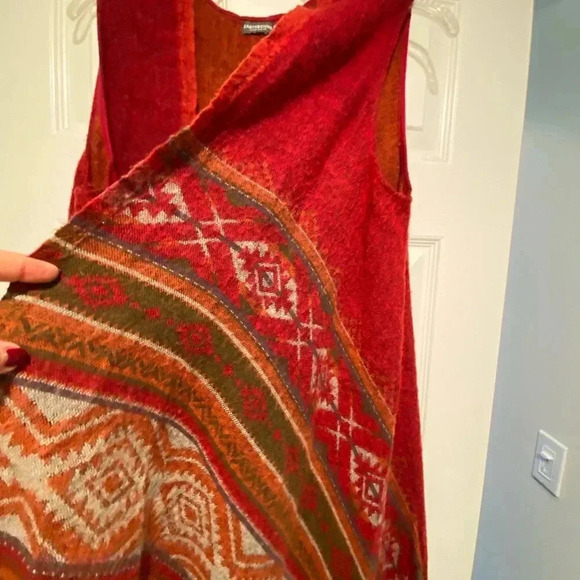Earthbound Womens Boho Sweater Poncho Vest Wrap Cape High Low Aztec Fringe acryl - Picture 4 of 14